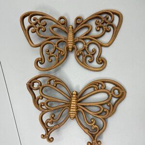 Vintage 70s Homco Syroco 7537 Butterfly Lot of 2 MCM Wall Hangings Art Decor